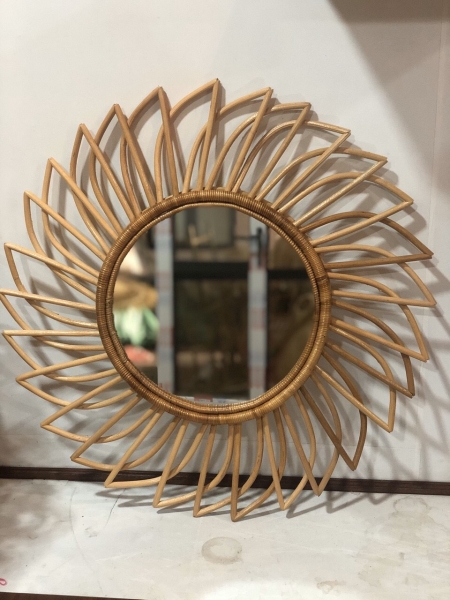 Bamboo and rattan mirror